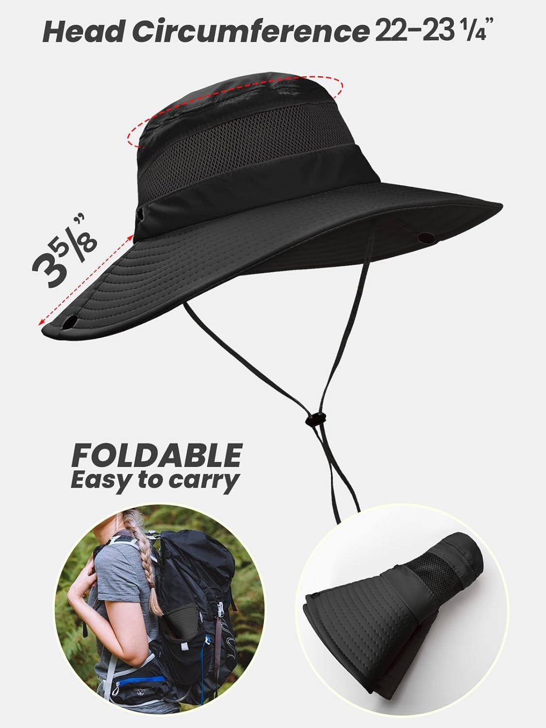 EW EastWater Beach Sun Bucket Hats for Women,UV Protection High Ponytail Hole UPF 50+ Waterproof for Hiking Safari Fishing - Image 7