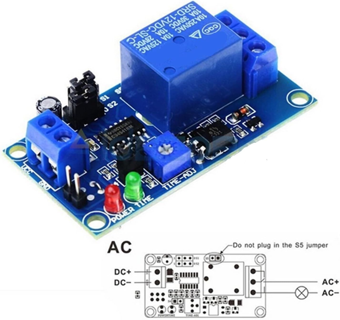 DC 12V delay Relay delay on/delay Off Control Switch Module with Timer Adjustable Potentiometer LED Indicator Light