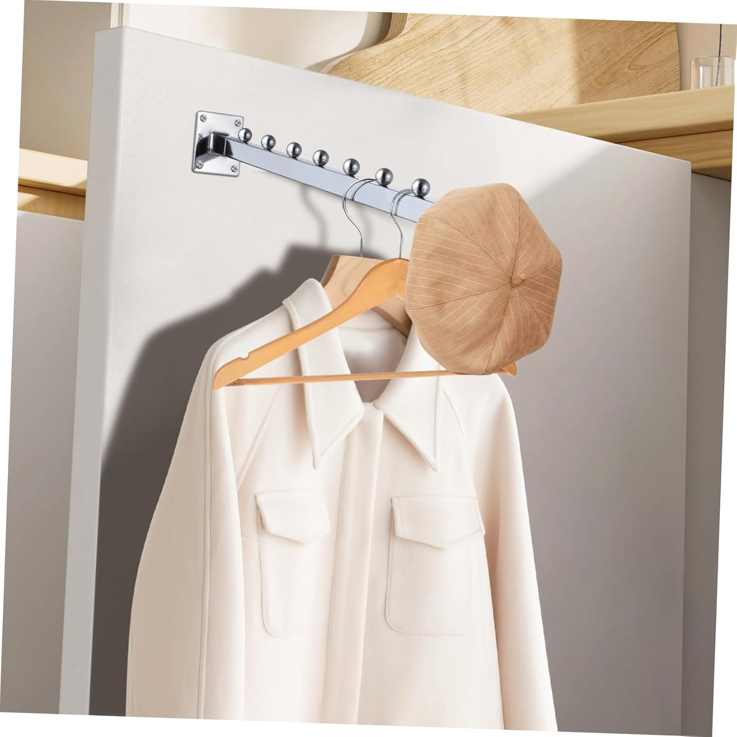 5pcs Elegant Square Shape Wall Hanger Wall Mounted Drying Rack Coat Hangers for Laundry Room Organization