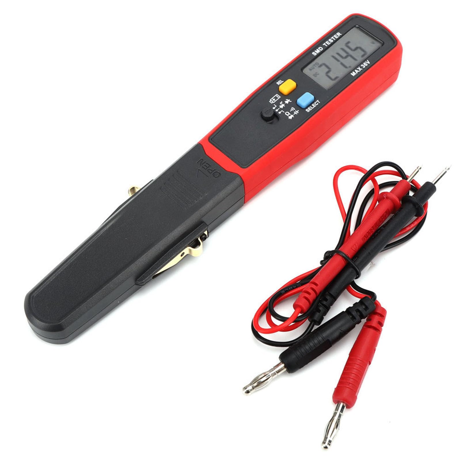 Multímetro UT116C, Probador Compacto y Versátil para Pruebas de Diodos de Capacitancia de Resistencia SMD para Ingenieros Electrónicos, Rojo y Gris, 1 Unidad