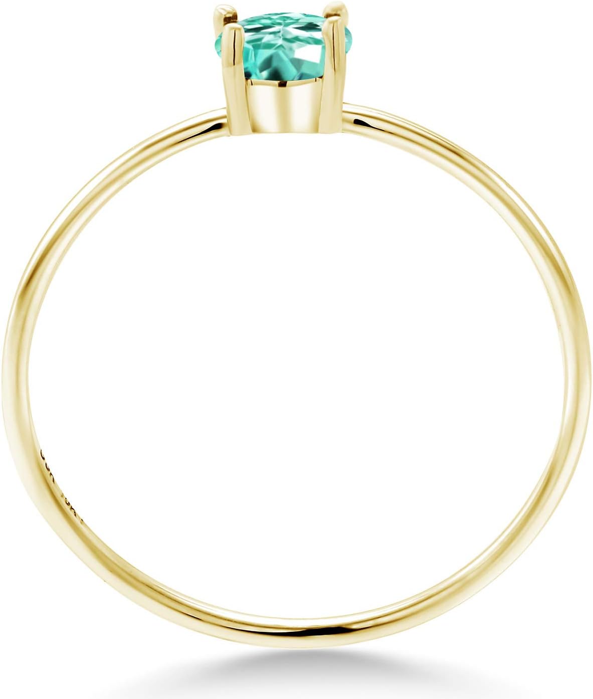 Gem Stone King 14K 2 Tone Gold Blue Apatite Solitaire Engagement Ring for Women | 0.52 Cttw | Oval 10X8MM | Gemstone Birthstone | Wedding Anniversary Promise Ring