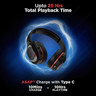 Boat ROCKERZ 425 Bluetooth On-Ear Headphones Wireless Characteristic Sound ENx Technology ASAP Charging 25 Hours Playtime Bluetooth V5.2 Dual Pairing with Microphone (Fiery Red)