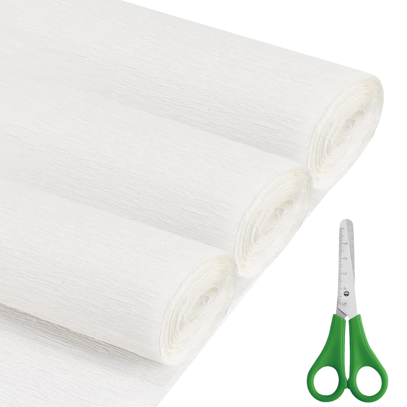 Crepe Paper Roll (17Inch x 8.2ft), 3Rolls, DIY Gift Color Paper Flowers Set for Mother's Day, Valentine's Day, Birthday and Wedding Decoration Flowers Making (White) — image 1