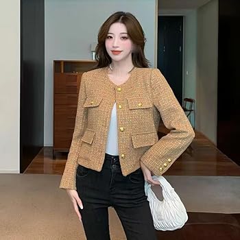 Amazon.com: JYHBHMZG Coarse Woolen Short Jacket Spring Autumn