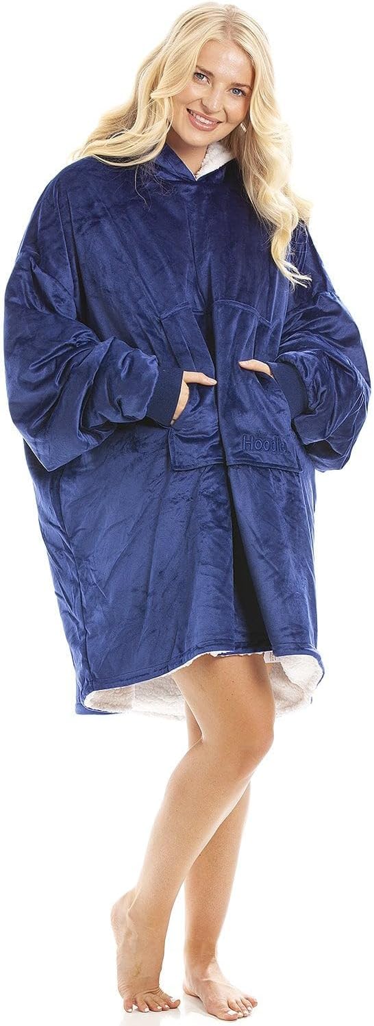 Camille Supersoft Oversized Blanket Hoodie - Heavy Weight Sherpa Fleece Wearable Unisex Hooded Blanket with Elasticated Cuffs & Giant Pocket - One Size Fits All