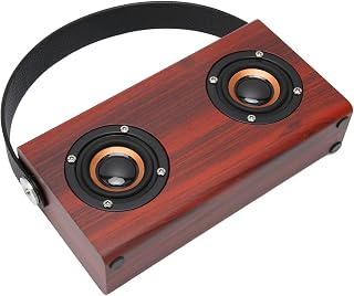 Retro Bluetooth Speaker,BT 4.3 Small Bluetooth Speaker with Stereo Sound and Leather Handle Vintage Decor for Home Portable Speakerfor Outdoor Travel Camping (Mahogany Grain