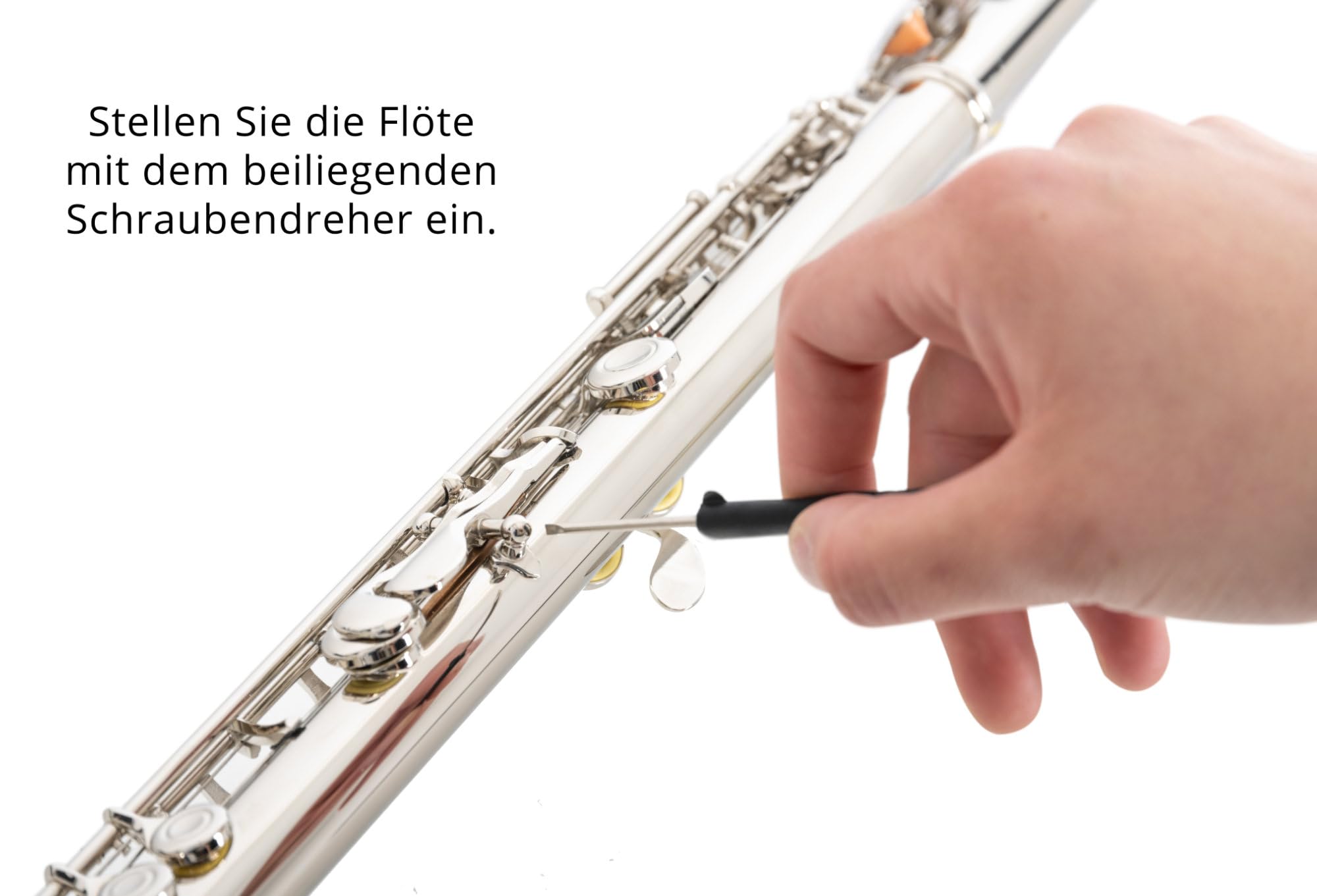 Classic Cantabile FL-100 Querflöte (Tolles Einsteigerinstrument, komplett aus vernickeltem Neusilber, geschlossene Klappen, E-Mechanik, vorgezogenes G, C-Stimmung, inkl. Etui, Zubehör) Silbern