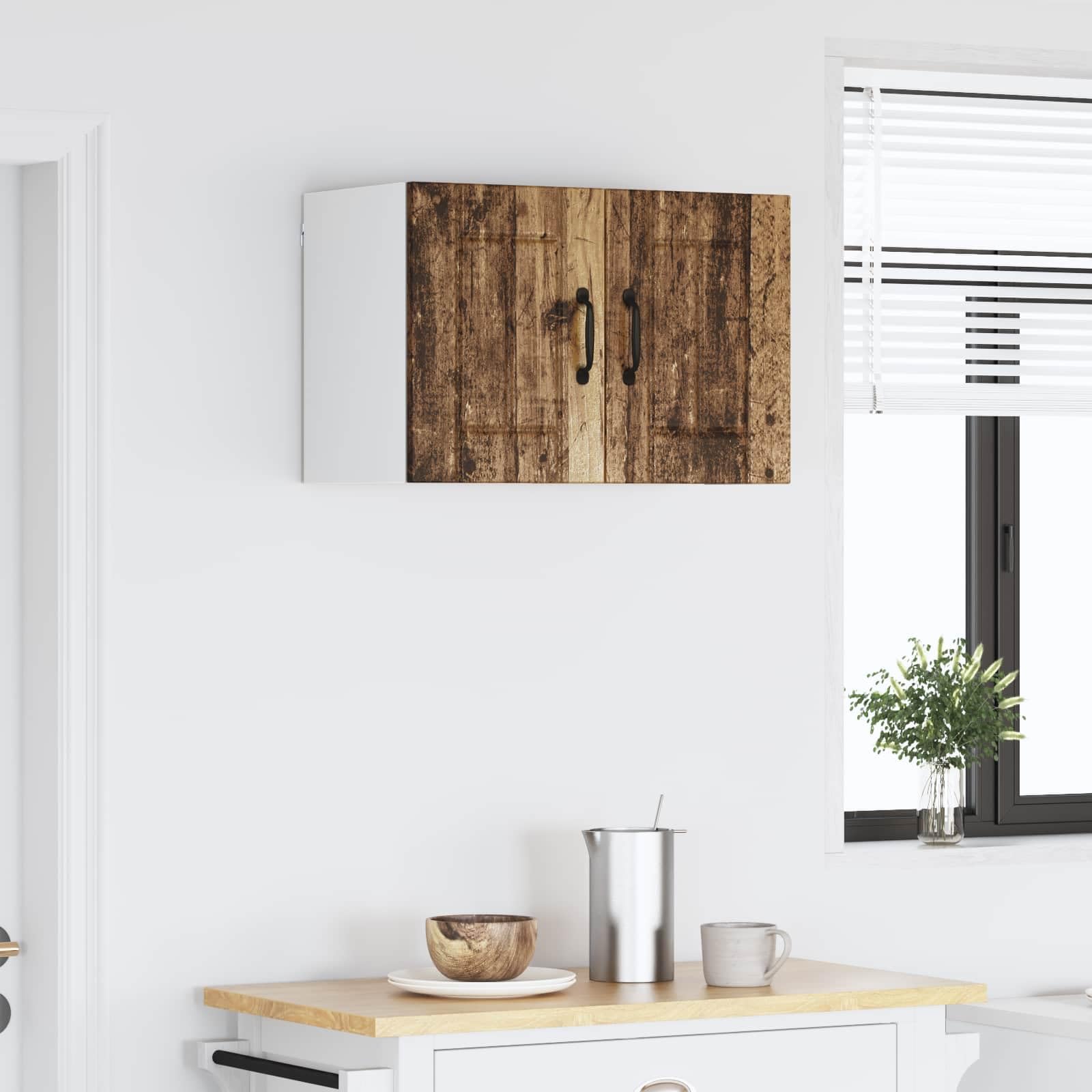 Wandschrank Lucca Küchenschrank in Altholz-Optik, Hängeschrank aus Holzwerkstoff mit 2 Türen und 2 Regalböden, Modernes Design für Küche und Wohnbereich, 60 x 31 x 40 cm