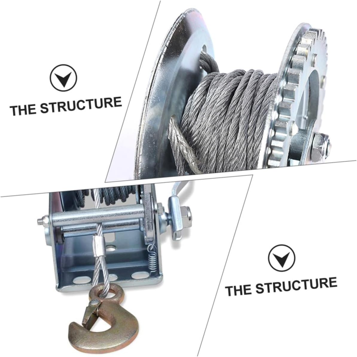 Zerodeko Hand Crank Winch with 10m Steel Cable 3500lbs Towing Winch for Car Boat Trailer Hauling Cable Sturdy Manual Pulling Tool for Vehicle and Marine Use