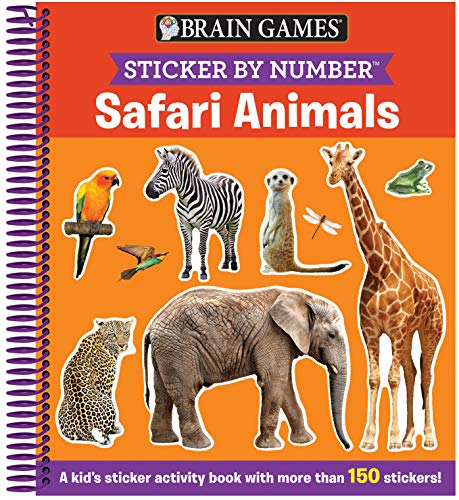 Brain Games - Sticker by Number: Safari Animals (For Kids Ages 3-6): A Kid's Sticker Activity Book With More Than 150 Stickers! (Brain Games - Sticker Activity)