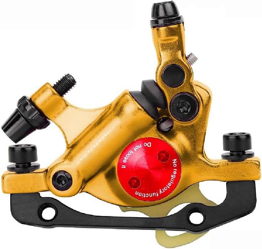Mountain Bike Disc Brake Caliper, Mechanical Aluminum Alloy Brake Caliper,Hydraulic Disc Brake Caliper Front and Rear Assembly Line Pull,Suitable for Electric Road Folding (Color : Gold, Size