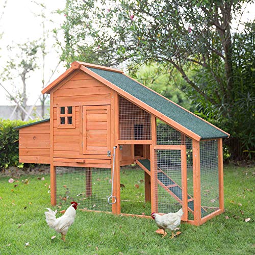 Peachtree Press Inc Wooden Chicken Coop Outdoor Backyard Hen Cage Poultry Rabbit Hutch Small Animal House with Ventilation Door, Removable Tray & Ramp Garden Backyard for Pets