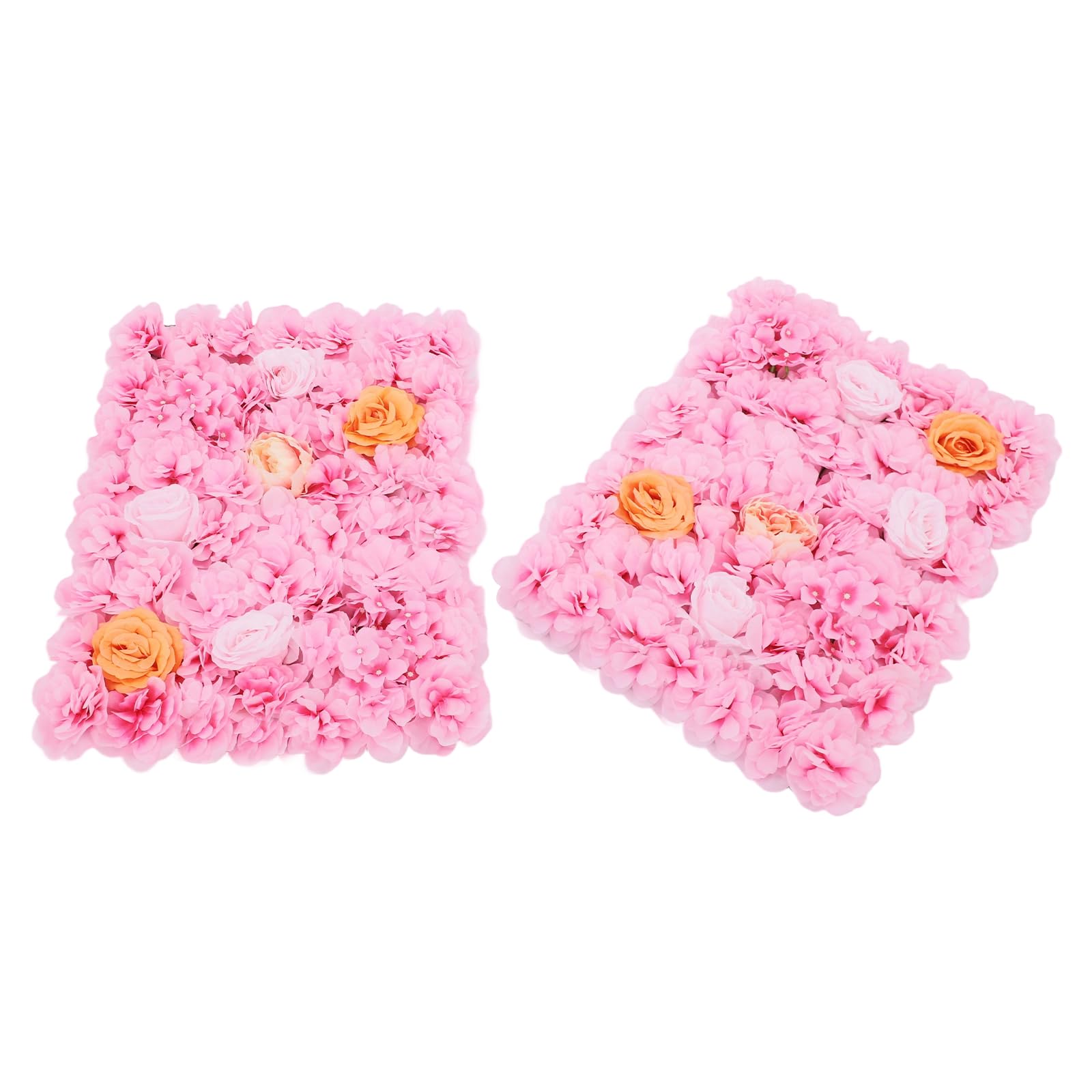 Künstliche Blumenwand 12-teilig, Blumen Wandpaneel 60x40cm aus Seide für Garten Balkon Dekoration, Realistische Kunstblumen für Hochzeit Party Wohnzimmer, DIY Deko Set Rosa Champagne