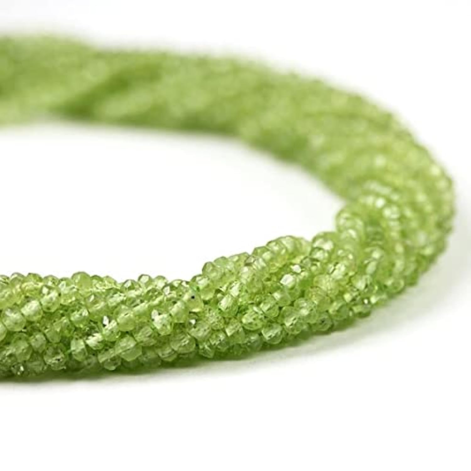 Péridot micro faceted rondelles de qualité gemme pour joaillerie fine