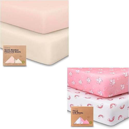 KeaBabies Paquete de 2 sábanas para cuna para niños, niñas y paquete de 2 sábanas orgánicas para cuna para niños, niñas, paquete de 2 sábanas