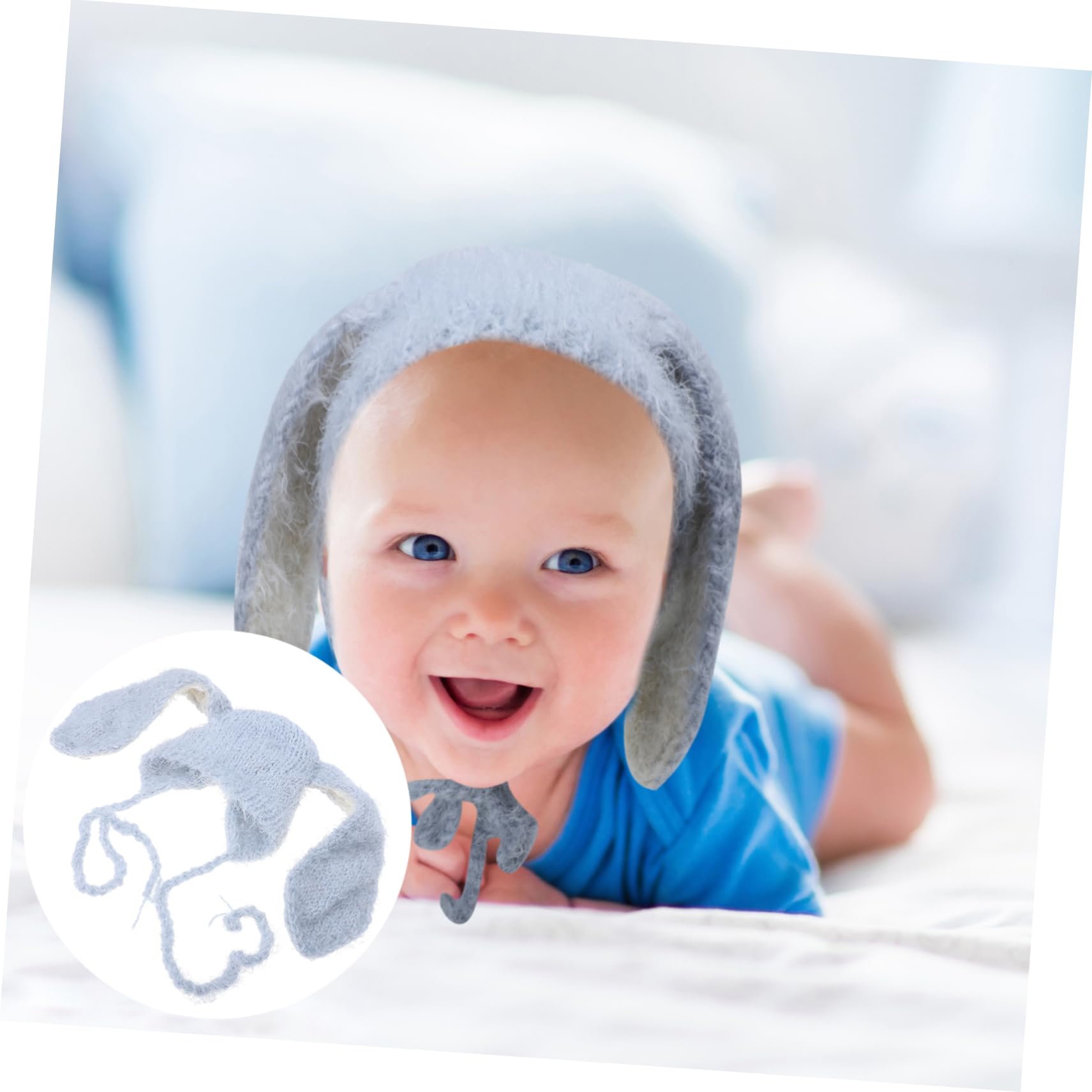 COLLBATH 3 Stück Hasenmütze wintermütze kindergeschenke gadgets babykostwärmer babytragen Babymütze mit langen Ohren Beanie-Mütze mit Hasenohren Elasthan Grey