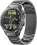 Titan Cinturino compatibile con Huawei Watch GT 6 Pro 46 mm, cinturino di ricambio in acciaio inossidabile da 22 mm, cinturino di ricambio per orologio business, Misura unica, Titanio Acciaio