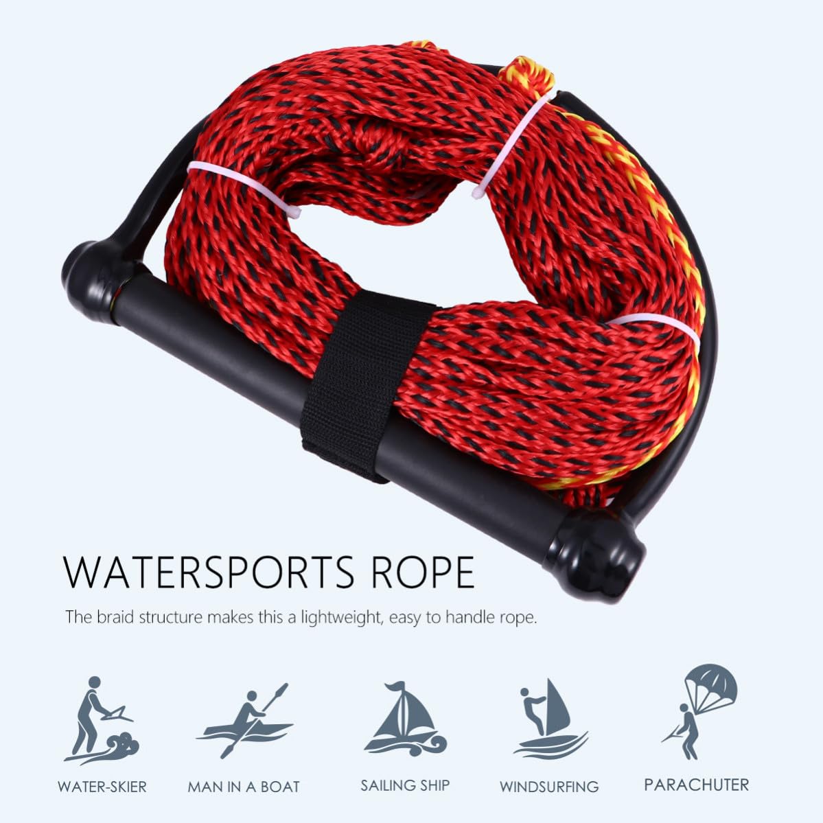 Wasserskiseil 1 Stück mit Griff für Wakeboard und Kneeboard Zufällige Farbe | Nylon, Schwarz, Leicht zu Handhaben, Abriebfest und UV Beständig, für Bootseinsatz Zufällige Farbe