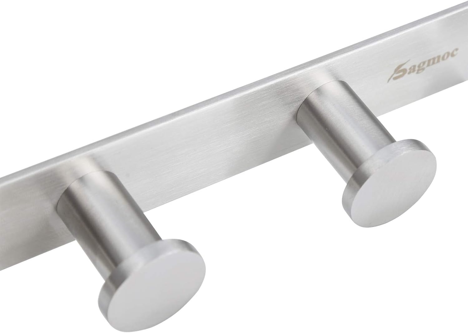 Towel Hook Rack Brushed Nickel - Sagmoc 17-Inch Coat Hook Rail Wall Mounted with 7 Hooks, Durable Wall Hangers for Bedroom, Bathroom, Foyer, Hallway (304 Stainless Steel)