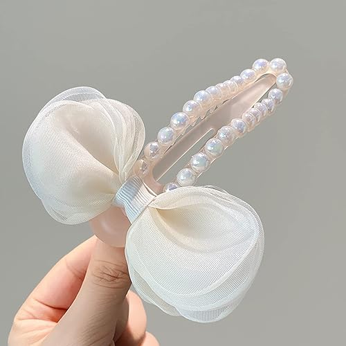 Miniatura 4 de Pinzas para el cabello de perlas para mujer clip para el cabello con pajarita para mujer clip de perla pinzas laterales para el cabello para mujer