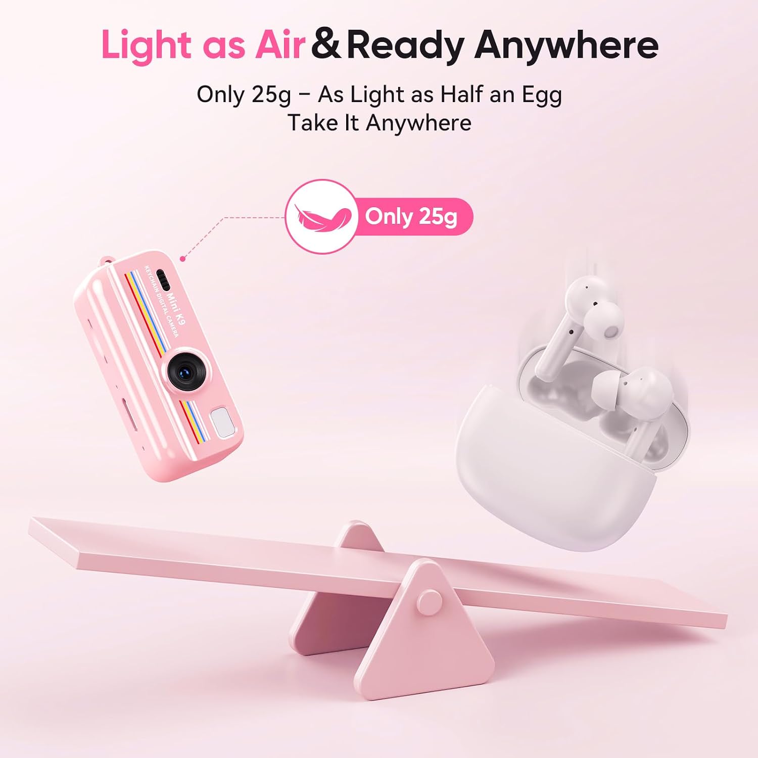Kizmyee Mini Keychain Digital Camera, 1080P Pocket Tiny Camera, Pink image 5