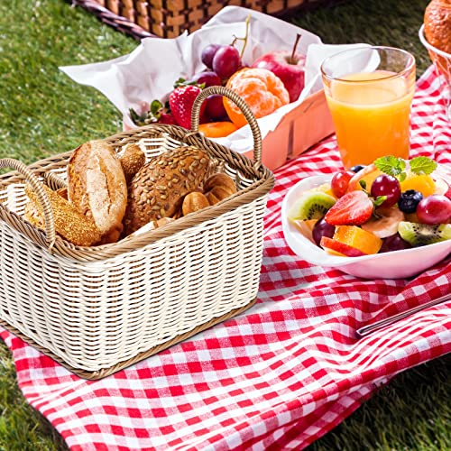 Cesta de almacenamiento de mimbre rectangular de 9.1x6.7x5 pulgadas con mango de ratán 3
