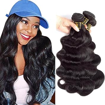22 24 26 28, Natural Black: Qthair 10A Brazilian Virgin Body Wave Natural Black 100% Unprocessed Brazilian Virgin Hair Body Wave Hair Bundles Weave Remy Wavy (22 24 26 28)