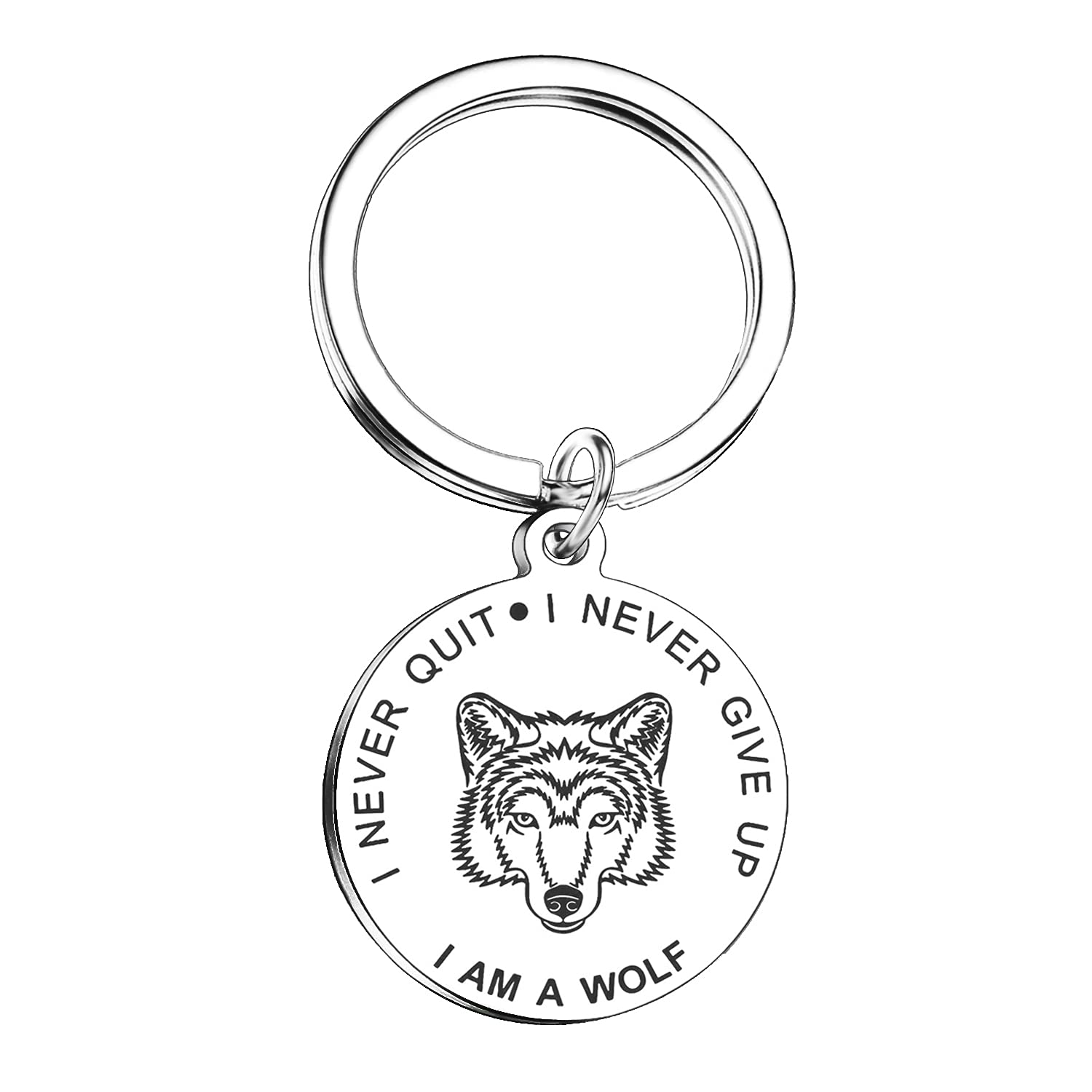Inspiration Keyring Birthday Gifts For Women Men I Am A Wolf I Never Quit I Never Give Up Keychain Graduation Gifts Best Friend Keychain