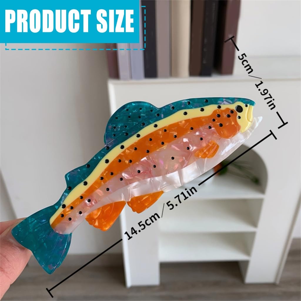 Popular Acetate Fish Shape Hair Claw Clip for Women Unique Colorful Designs Strong Grip Hair Holder for Spring Vacation image 5