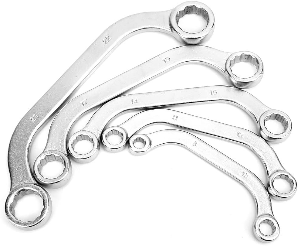 Garosa Reversible Double-Ended Metric Wrench Set 8-22mm Chrome Steel for Automotive Mechanic Tools Car Repair Maintenance (Type C)