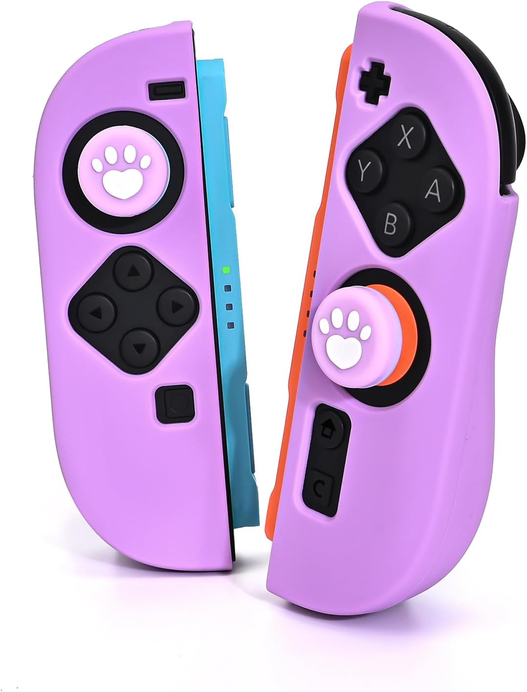 DLseego Protective Case for Nintendo Switch 2 Joy Con Controllers, 1 Pairs Handheld Soft Silicone TPU Cover Replacement Shell Case Suitable for 2025 Model Joy Cons, 2PCS Thumb Grips Caps - Purple