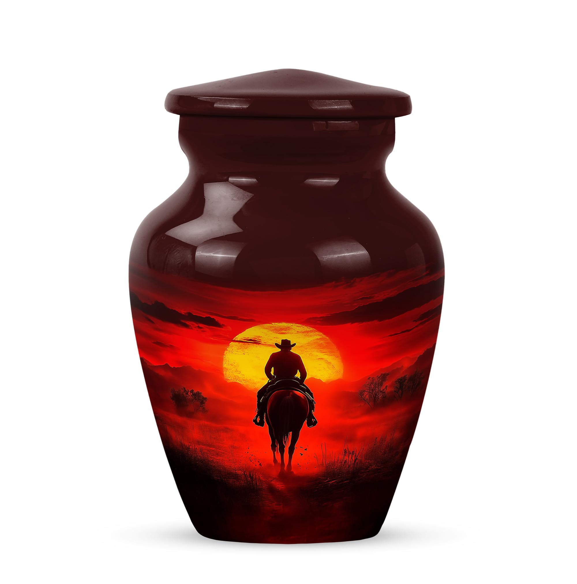Cowboy Cremation Urn - Small Urn for Human Ashes Keepsake - Urn for Ashes Adult Male - Urn for Ashes for Women - Cremation Urns for Human Ashes - Size 3 Inch, Pack of 1