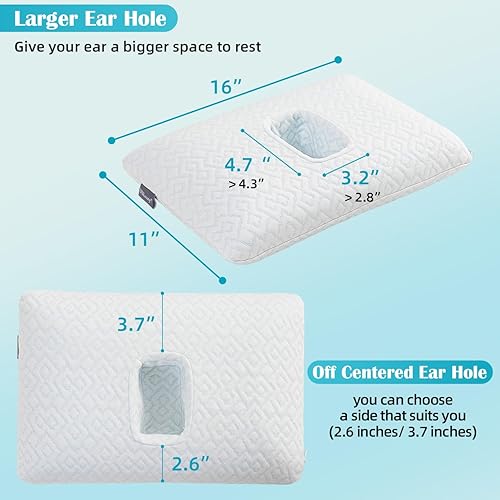 Miniatura 3 de USlixury Almohada para piercing de oreja, almohada de oreja con tapón de espuma, almohada de perforación de 3.5 pulgadas de alto con 4.7 x 3.2