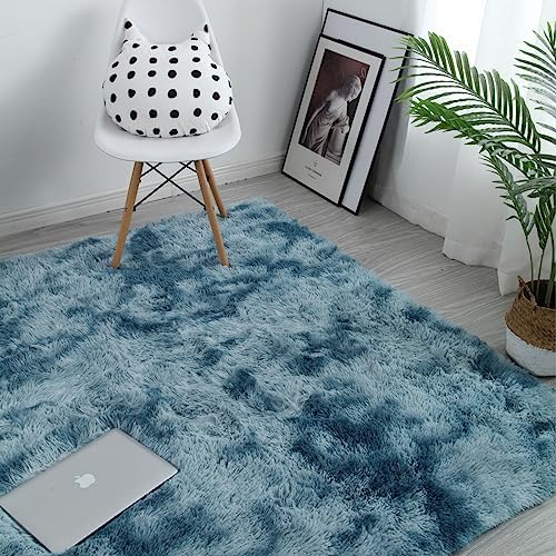 Area Rug Super Soft Indoor Modern Shag Luffy Living Room Carpets for Children Bedroom Living Room Home Decor Nursery Rug (2.6X5.2 Feet, Dark Blue) 3 61FuYBFGzoL. AC