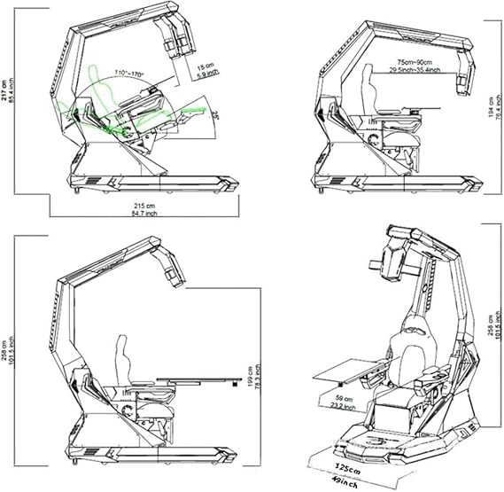 Zero-Gravity Computer Cockpit, Allowing for Sitting, Reclining, and Standing Positions; Computer Cockpit Seat; Executive Office Chair