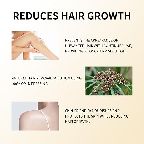 Miniatura 3 de Aceite de Cyperus Rotundus, aceite de depilación Hadea cyperus, solución natural de depilación que reduce el crecimiento del vello corporal, piel