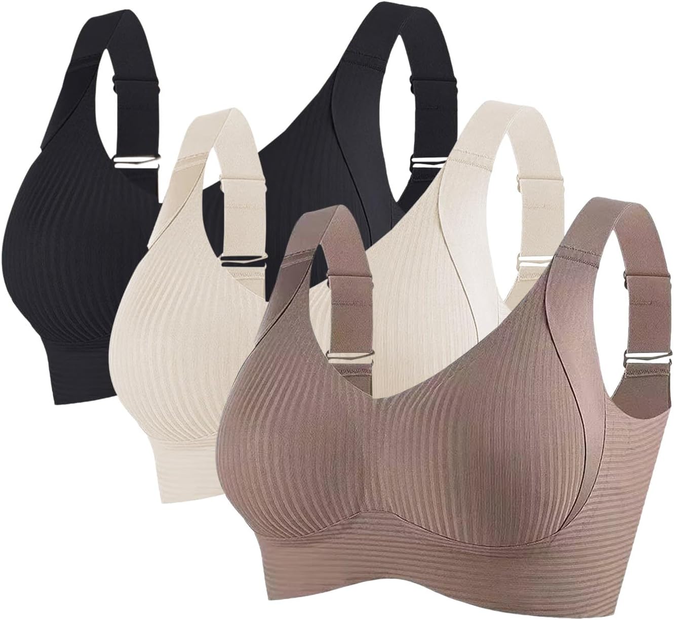 3er Pack BH Damen Ohne Bügel - Nahtloser Bralette Set Für Großen Komfort