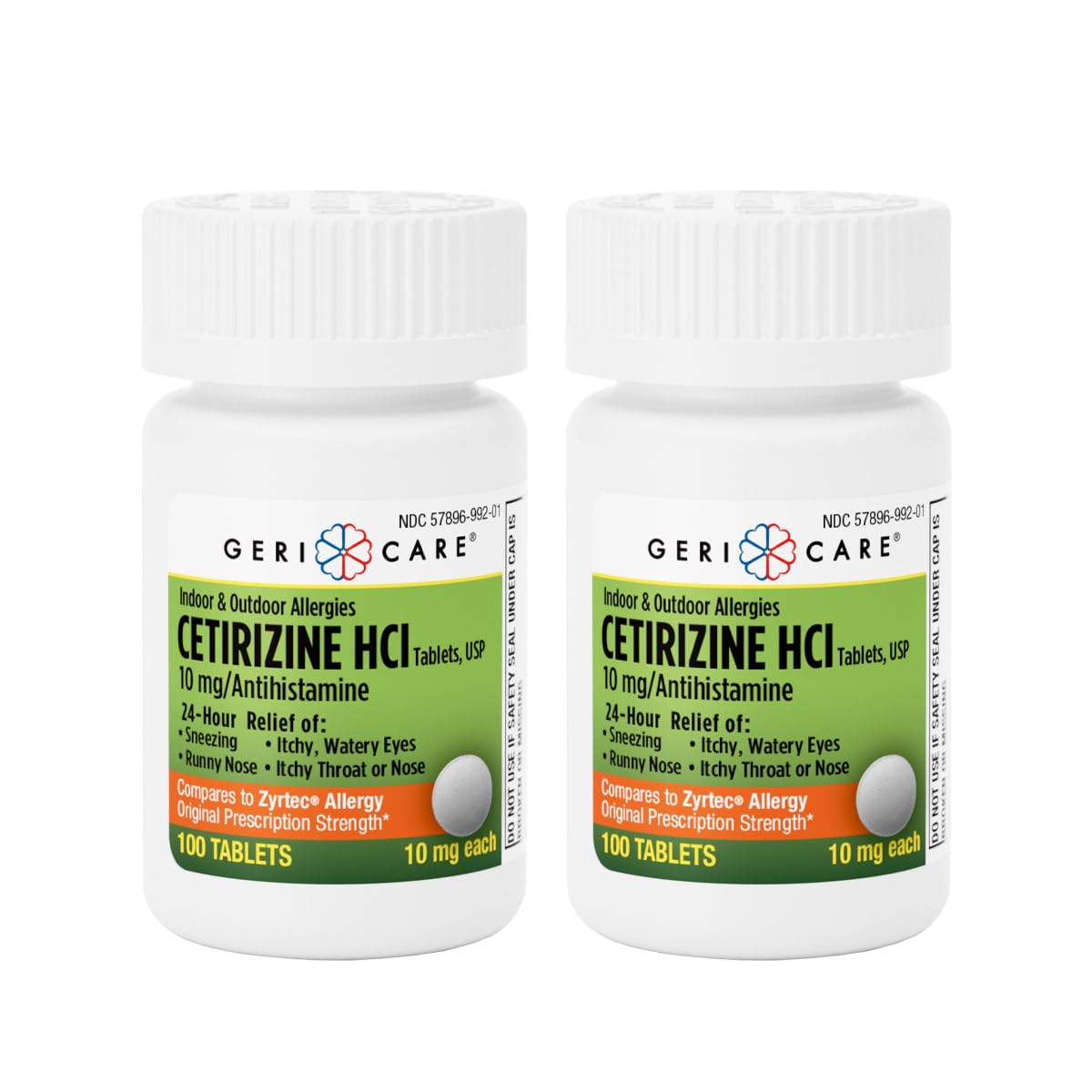 GeriCare Cetirizine HCI 10mg Antihistamine Tablets, 100 Count – 24 Hour Seasonal & Year-Round Allergy Relief for Indoor & Outdoor Allergies, Sneezing, Runny Nose, Itchy Eyes & Throat — Amazon image 8