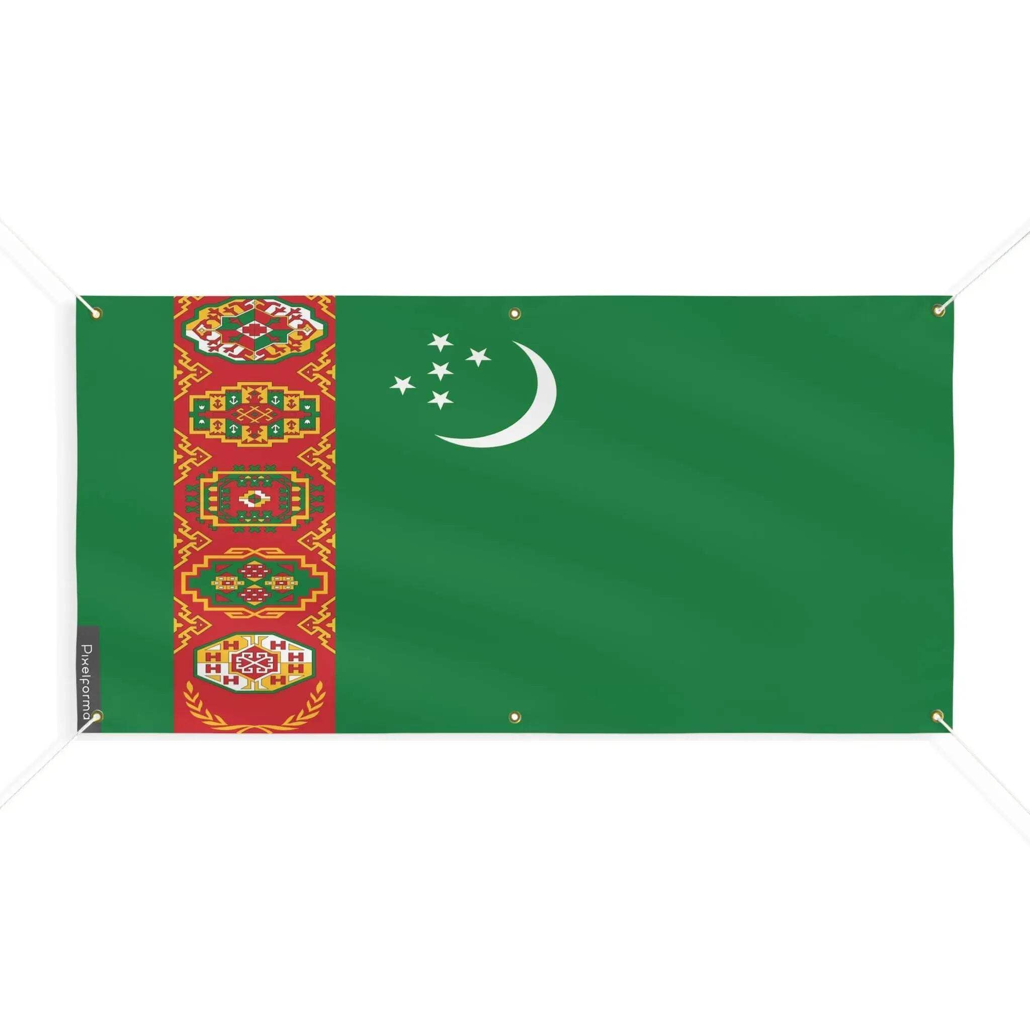 Drapeau du Turkménistan avec 6 oeillets au format géant M 170x340cm