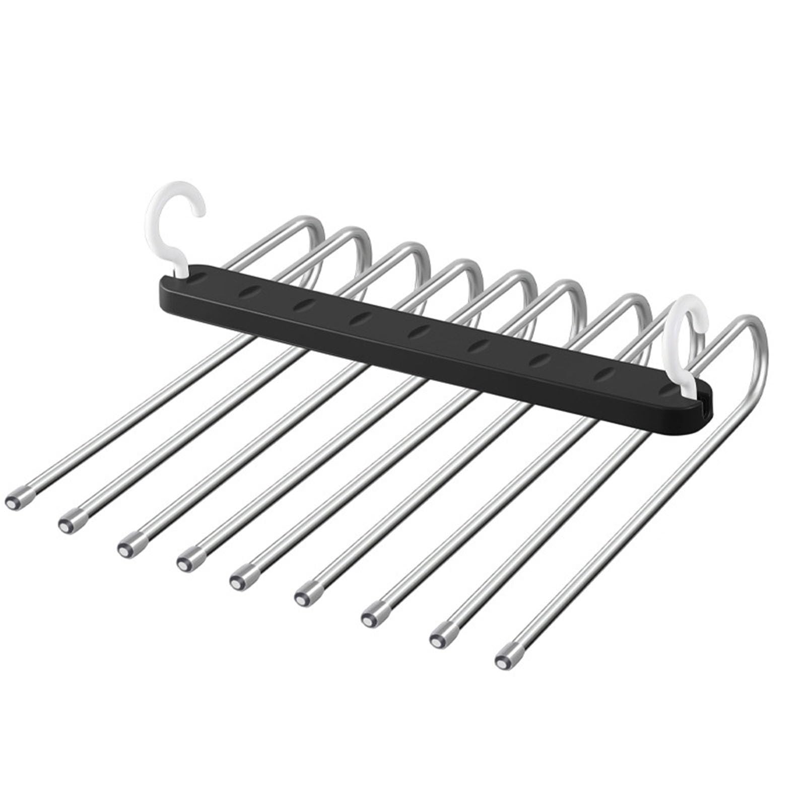 Trousers Hangers Folding Trouser Rack Hanger Household Space Saving(Noir)