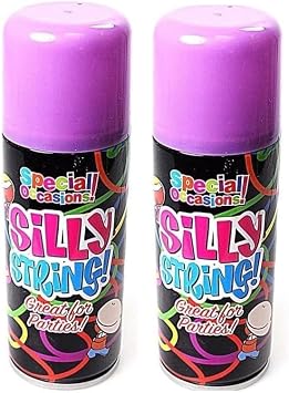 SDMAX 2 x Assorted Colours Silly String Spray for Kids Glow in the Dark Fun, Perfect for Childrens Birthday Parties and Celebration Occasions
