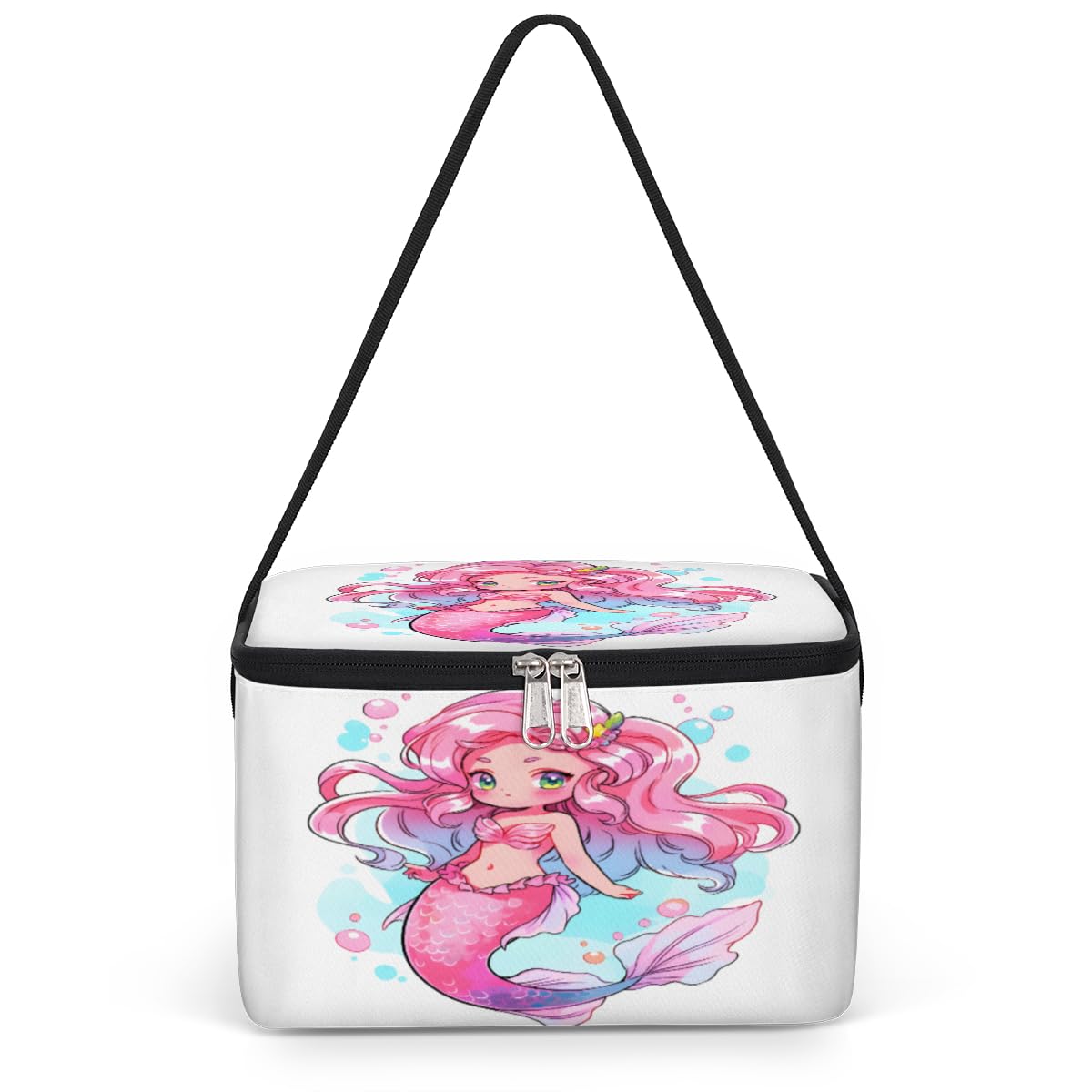 GzLeyigou Princess Mermaid Lunch Bags for Women Men 9 Cans, Hot & Cold Food Delivery Bag Insulated Grocery Bag Insulated Lunch Box Cute Mermaid Cooler Bag for Office Work Picnic Beach
