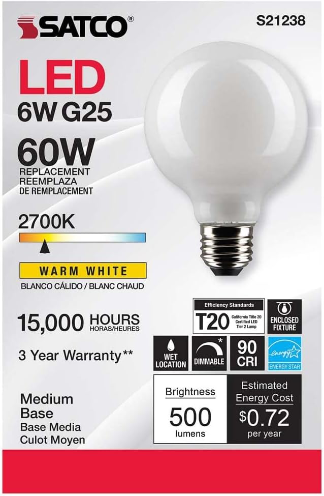 Satco S21238 6G25/LED/WH/927/120V - 6 Pack