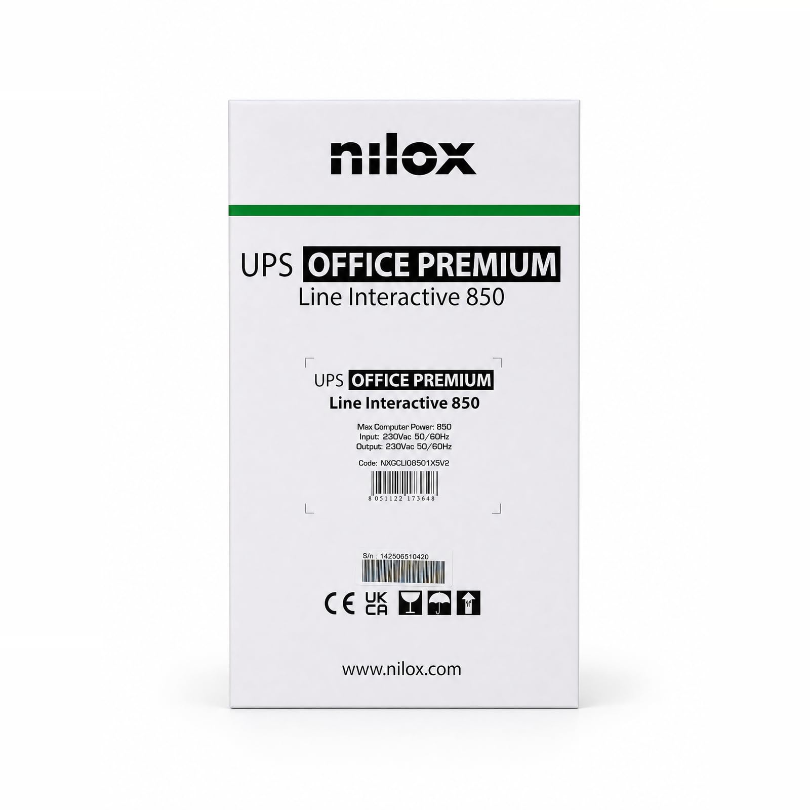 Nilox Office Premium Line Interactive 850 SAI Línea Interactiva 850VA 595W