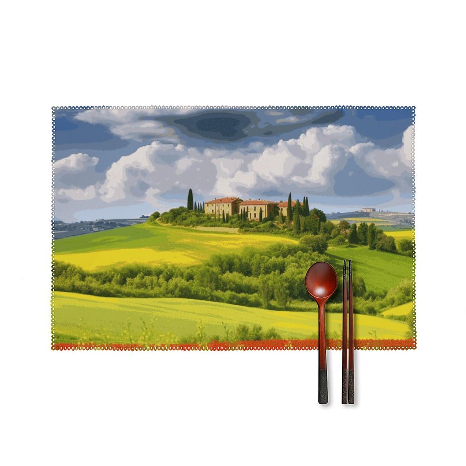Sets de table de cuisine lot de 4 imprimés Toscane Printemps rectangulaires
