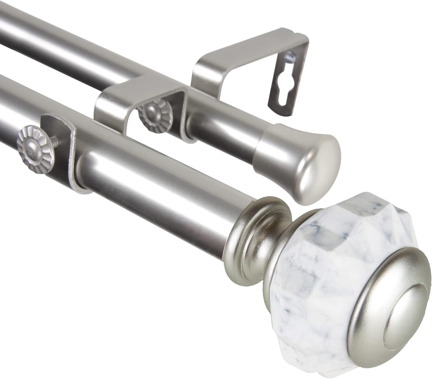 Rod Desyne Jefferson 1" Double Curtain Rod, 28-48 inch, Satin Nickel