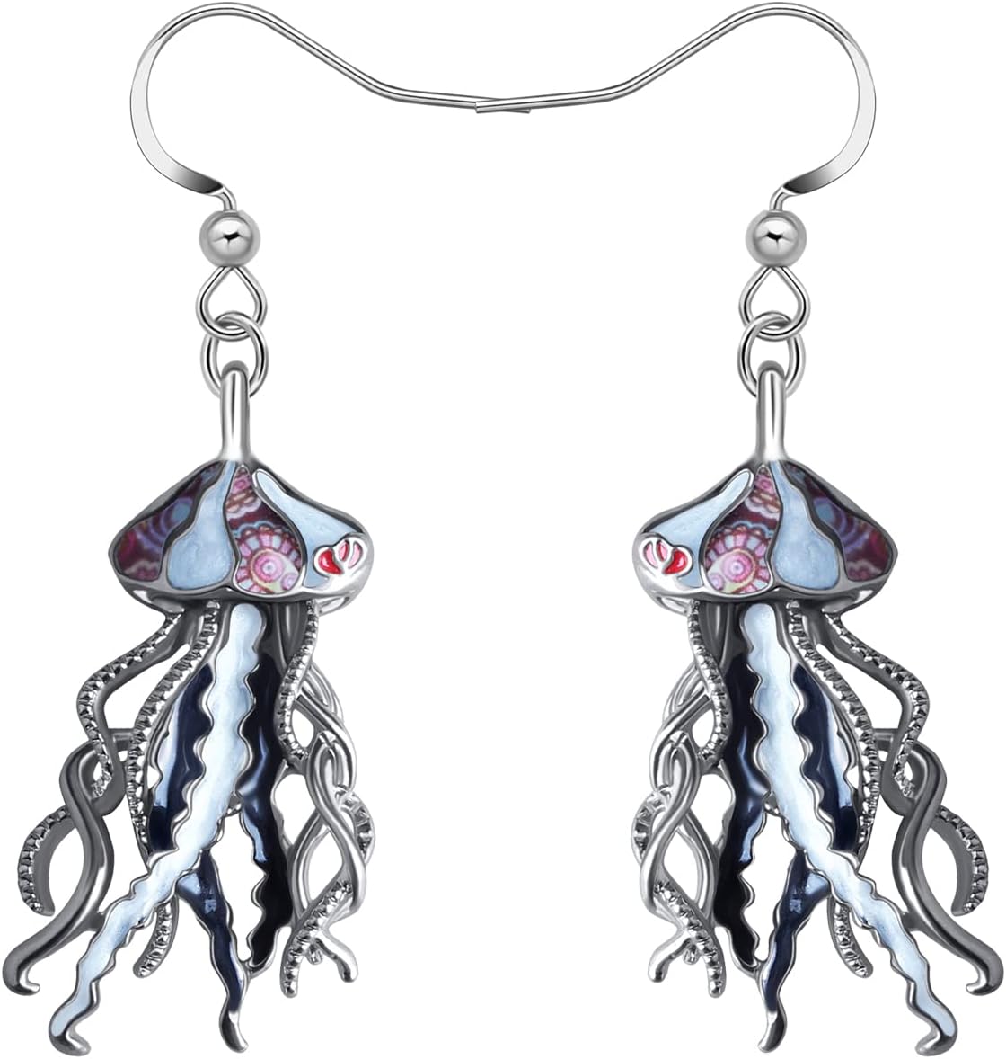 NEWEI Funny Enamel Whale Octopus Jellyfish Shark Earrings Seahorse Dangle Beach Jewelry for Women Hawaiian Gifts