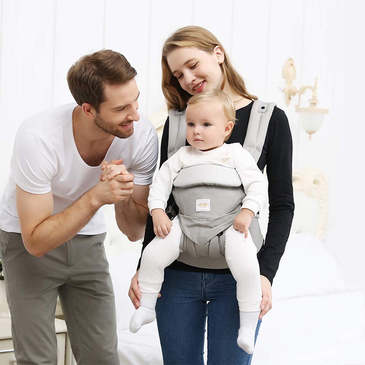 SONARIN Premium Convertible Baby Carrier with Storage Bag,Sunscreen Hood,Ergonomic,for Newborn to Toddler(0-48 Months),Head Support,Maximum Load 20kg,Front Facing Baby Carrier(Grey) - Image 2