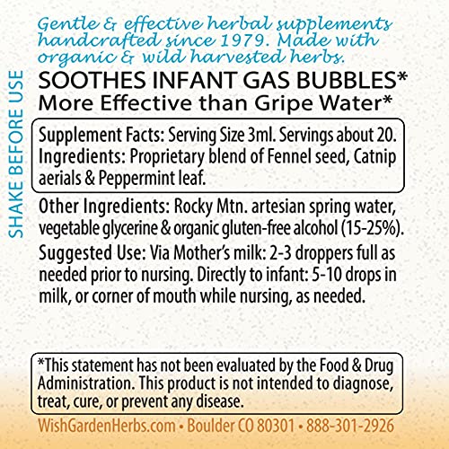 Wishgarden Herbs Colic Ease For Infants - Natural Herbal Colic Relief For Newborns, Infant Gas Relief Drops Soothes Baby Gas Bubbles Quickly, More Effective Than Gripe Water For Infants, 2Oz Drops #TOP1
