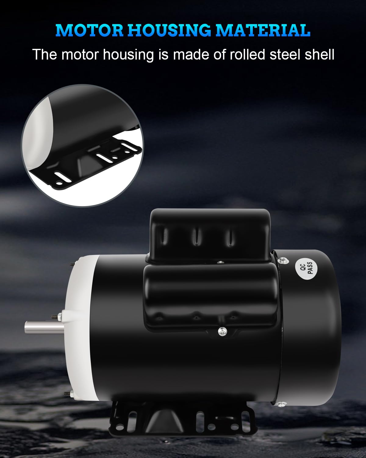 Motor housing made of rolled steel